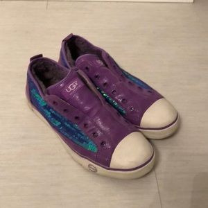 Purple sequin ugg sneakers